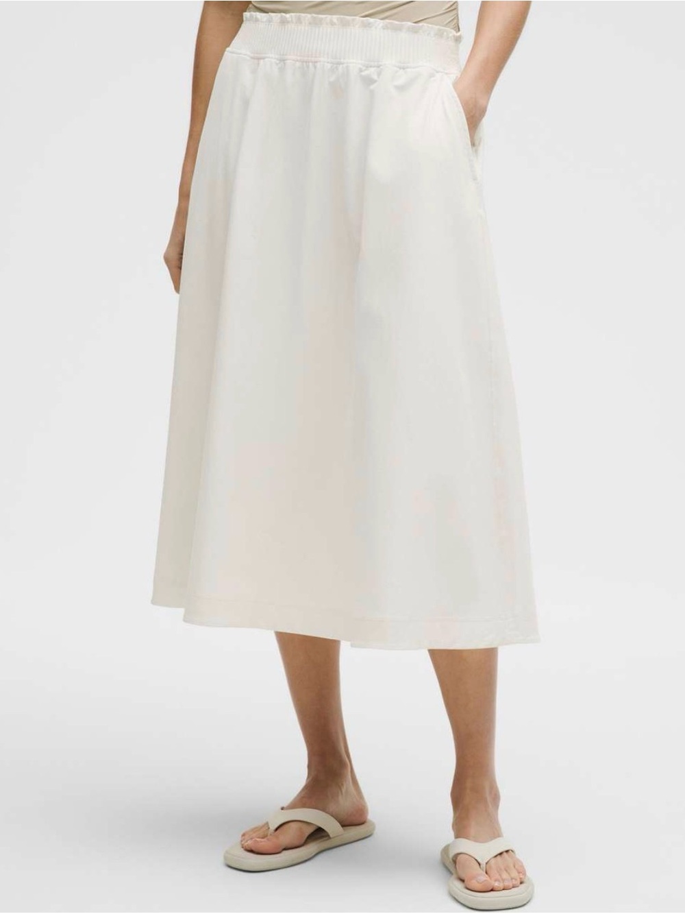 LULULEMON 🍋 Women’s Stretch Woven Ruffle-Waist Midi Skirt Light Ivory Medium